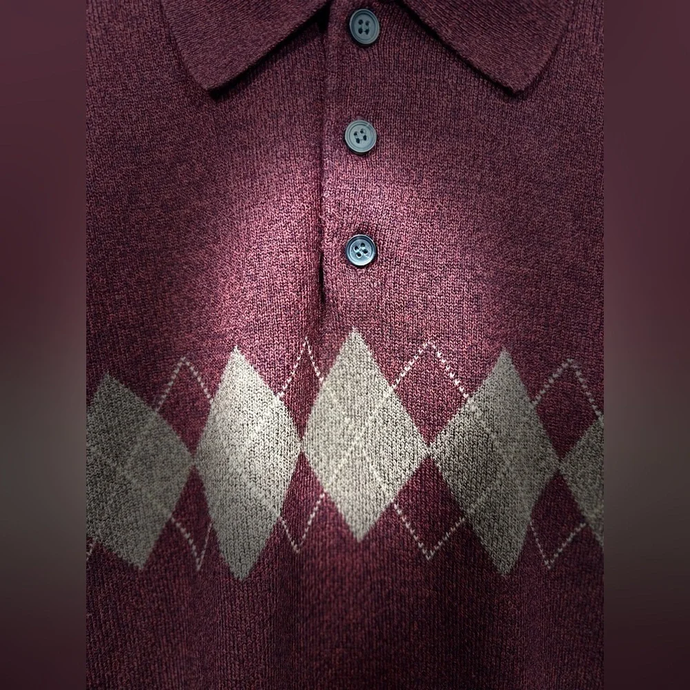 Dockers Size Large Maroon Men’s Argyle Button Sweater